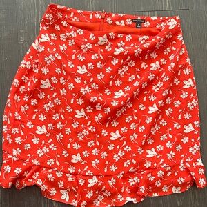 J. Crew Red and White Floral Mini Skirt